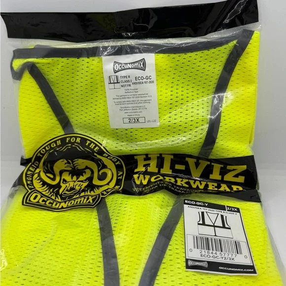 CLEARANCE.  Occunomix Hi-Viz Workwear Vest 2/3 X - Picture 2 of 4